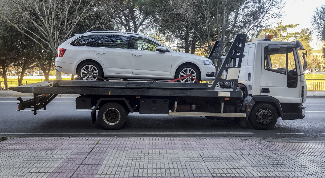 Car carrier truck loaded with vehicles on a highway