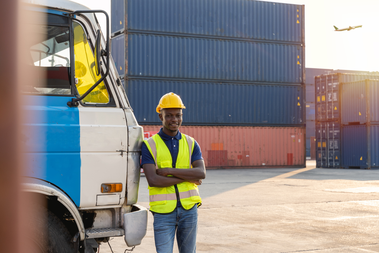 Container trucks at a Lagos seaport terminal
