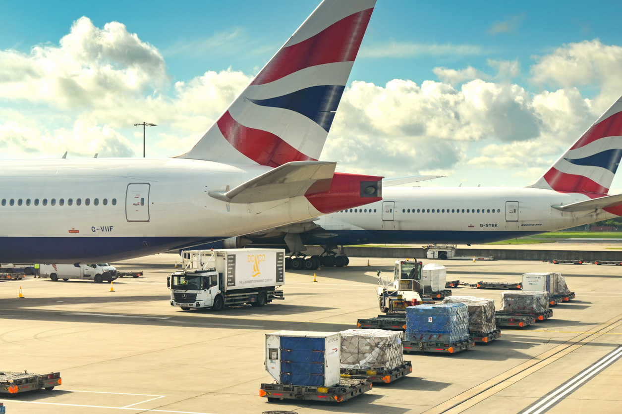 Air cargo being loaded onto an aircraft, British Airways IAG Cargo