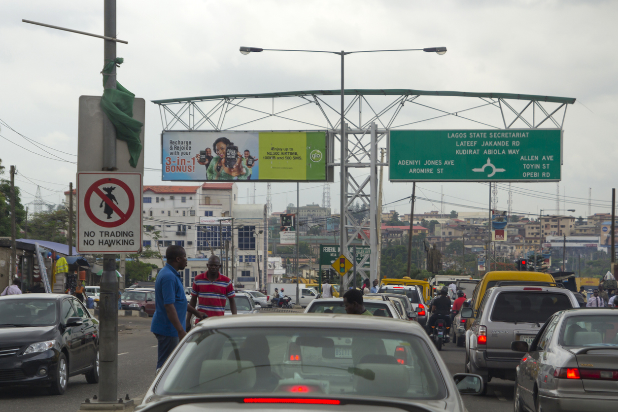 Traffic at a busy junction in Nigeria